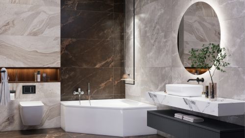 BỘ SƯU TẬP TRÀNG AN VÀ BỘ SƯU TẬP THẠCH VŨ: SỰ KẾT HỢP ĐỘC ĐÁO CHO KHÔNG GIAN PHÒNG TẮM CỦA BẠN
